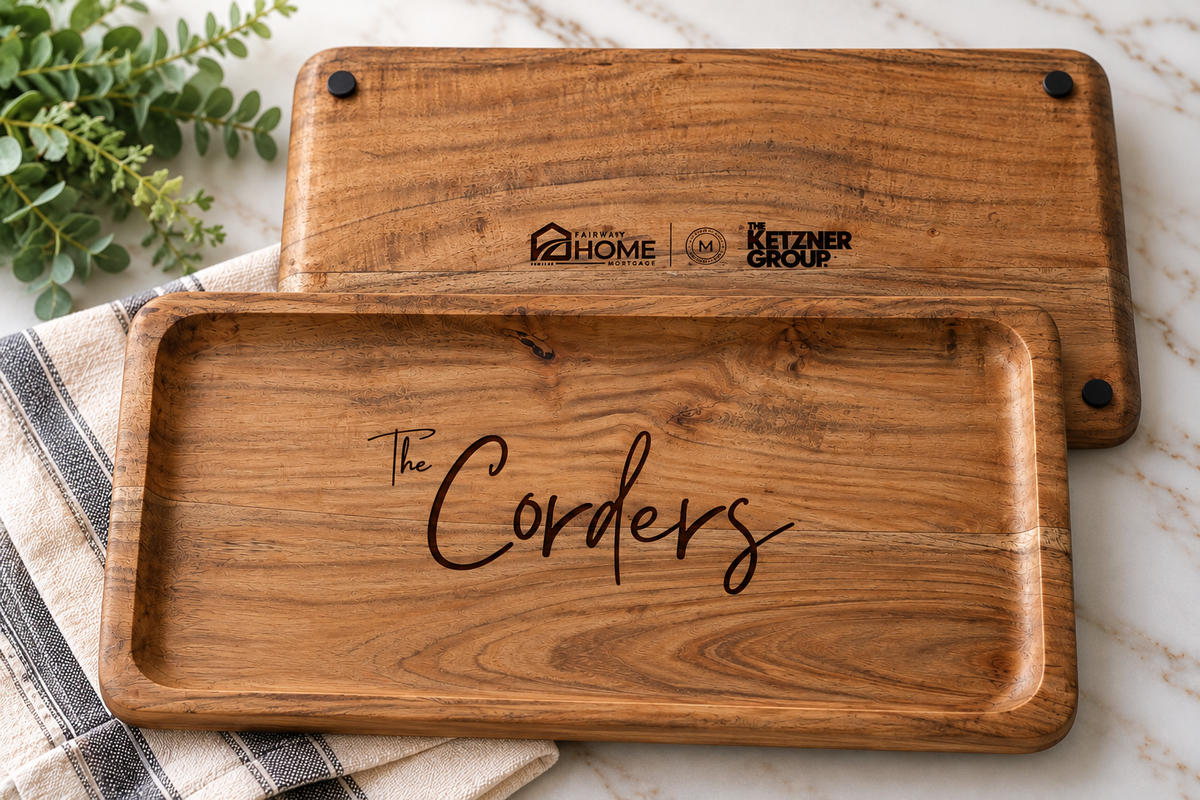 Personalized Rectangular Wooden Serving Tray