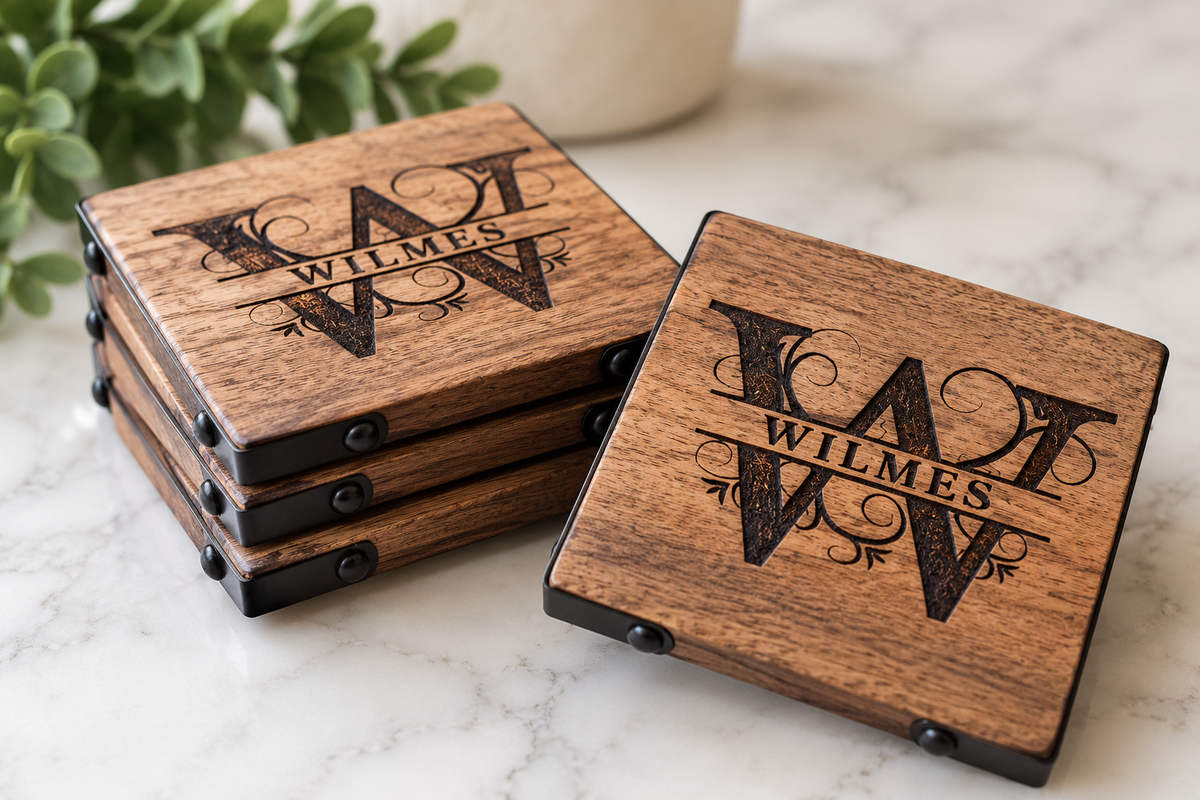 Personalized Monogram Coasters – Set of 4