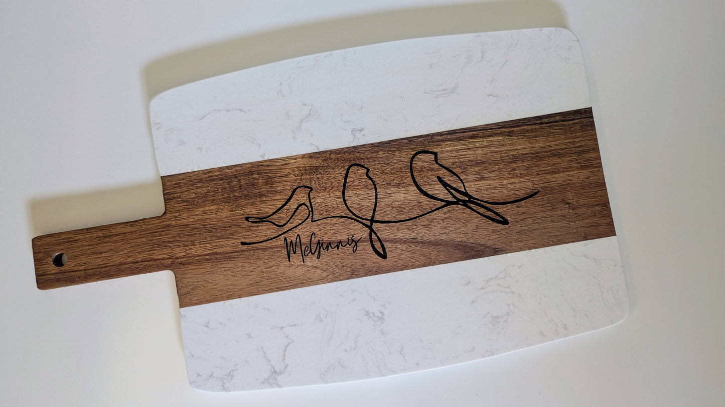 Custom Marble & Acacia Wood Cutting Board – Personalized Gift