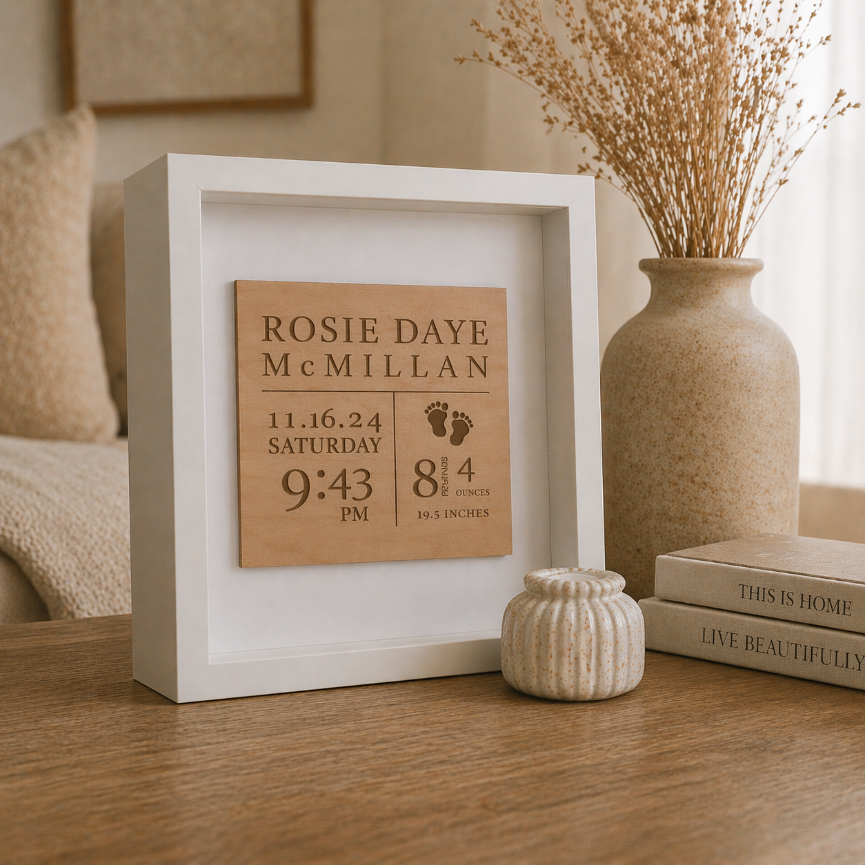 Personalized Baby Birth Stats Sign – Custom Engraved Keepsake